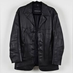 Charles Klein Vintage Genuine Black Leather Car Coat - Like New